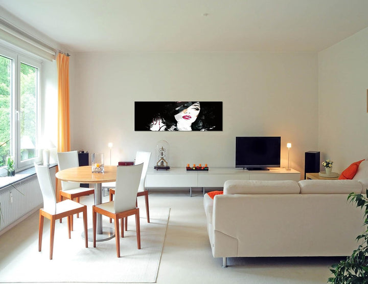 Paul Sinus Art Panoramabild auf Leinwand und Keilrahmen 150x50cm Handmalerei Mädchen Frau Gesicht