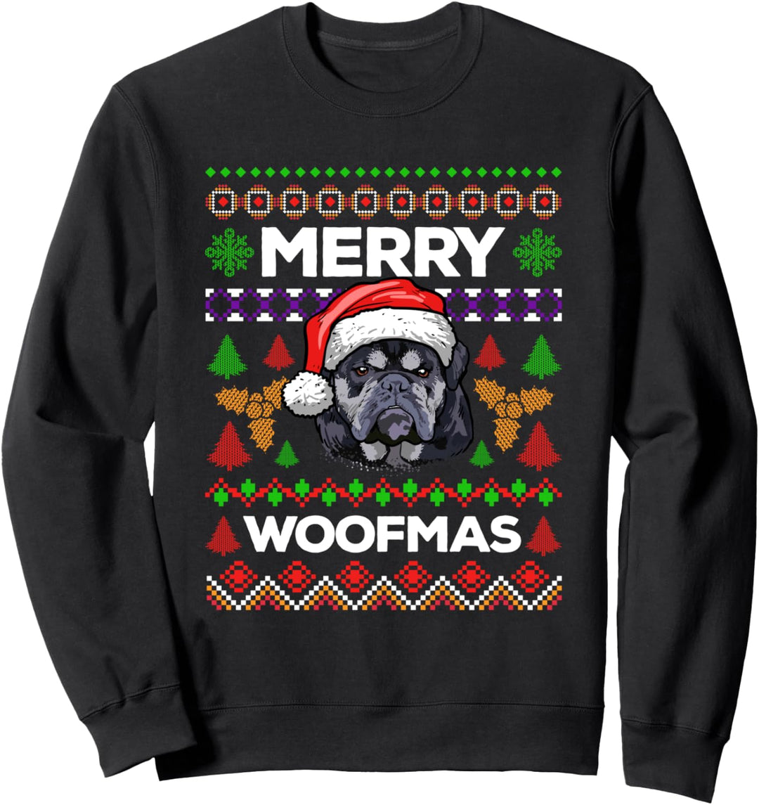 Merry Woofmas Ugly Sweater Weihnachten Englische Bulldogge Sweatshirt