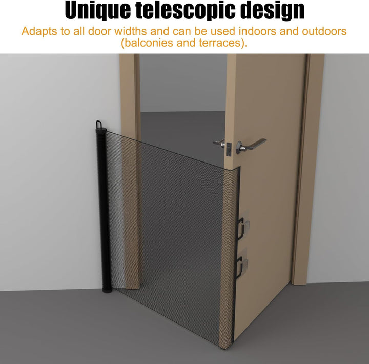 Treppenschutzgitter, Ausziehbares Sicherheitsgitter 78 cm Hoch, Automatische Aufrollfunktion, Strapa