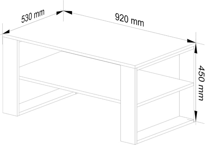 AKORD Couchtisch Holz Alex mit einem Regal, 92x45x53cm, Für Wohnzimmer, Schlafzimmer Schrank, Minima