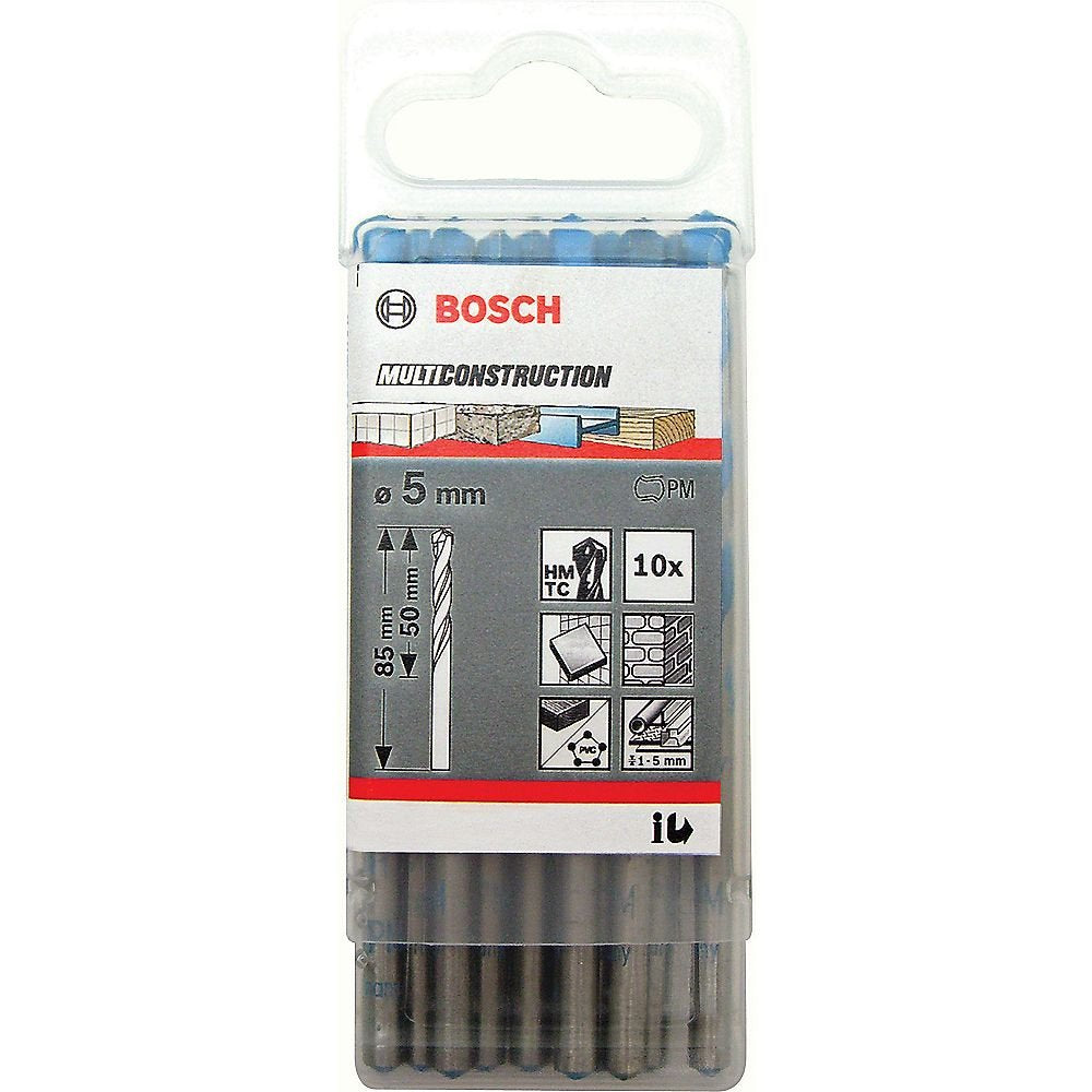 Bosch Professional 10xfessional 10x Mehrzweckbohrer CYL9 Multi Construction (Ø 5,5 mm, Gesamtlänge 8
