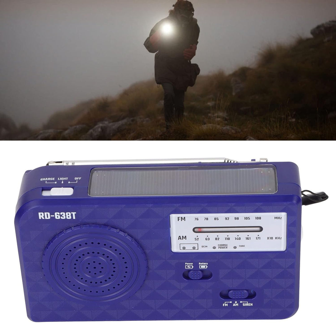RD 638T Solar Hand Crank Notio -Radio, AM FM Small Weather Radios, Tragbares Überlebensradio mit LED