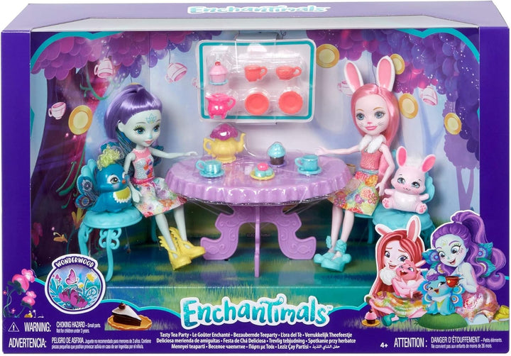 Enchantimals GLD41 - Tolle Teeparty Spielset, Puppen Bree Bunny und Patter Peacock (15,24 cm), ihre