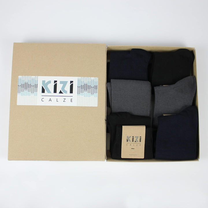Citycalze Lange Socken für Herren, elastisch, warm, aus weicher Baumwolle, 6 Paar, Einfarbig, herges