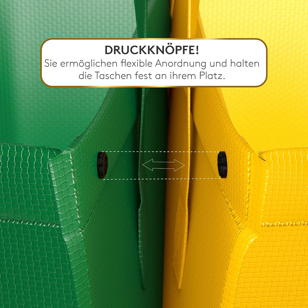 Mülltrennsystem 3fach - Taschen Mülleimer 3 Fächer für Innen und Aussen zum trennen von Papier, Plas