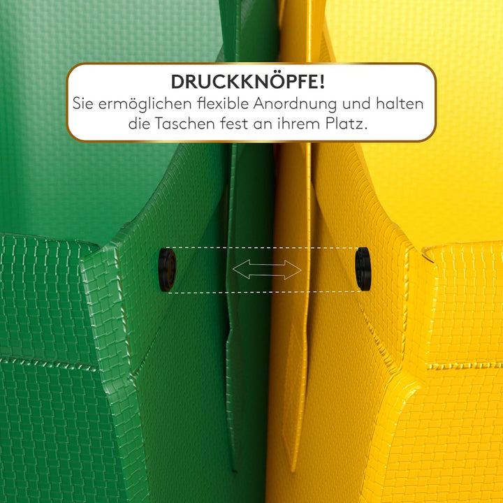 Mülltrennsystem 3fach - Taschen Mülleimer 3 Fächer für Innen und Aussen zum trennen von Papier, Plas