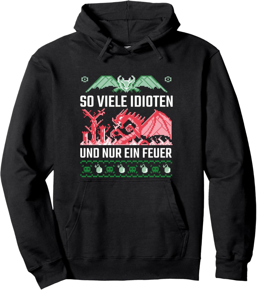 So viele Idioten Drache Ich hasse Menschen Ugly Christmas Pullover Hoodie