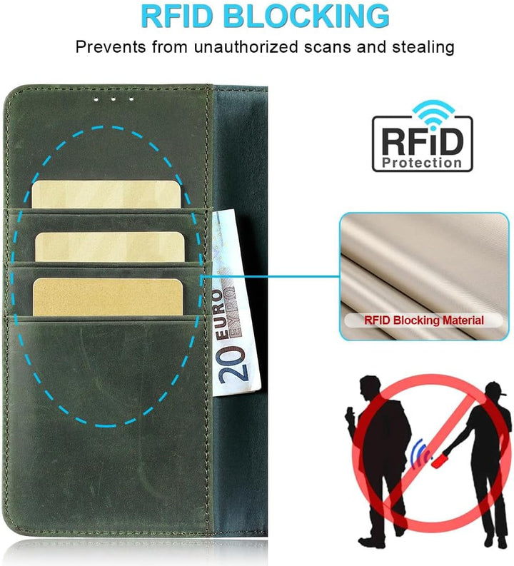 LENSUN Echtleder Hülle für Samsung Galaxy S26 Ultra, Handyhülle Klapphülle [RFID Schutz][Magnetversc