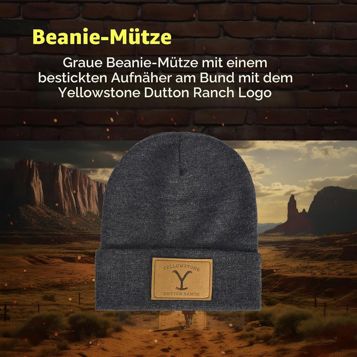 Yellowstone Dutton Ranch Beanie Mütze Winter Strickmütze mit Manschette Grau One Size, GRAU, Einheit