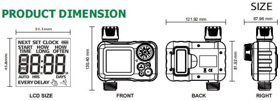 ChiliTec Digitaler Bewässerungscomputer Programmierbare Bewässerung mit Wasserzähler Anschluss Adapt