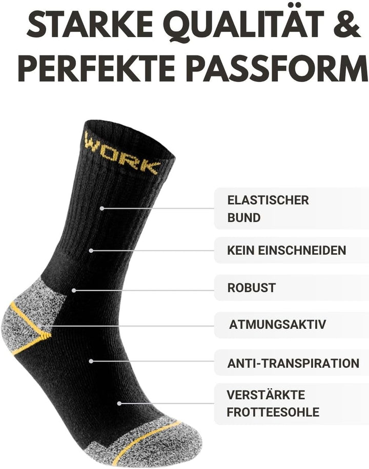 Herren Arbeitssocken (10 oder 20 Paar) WORK Socken Baumwolle 39-42 10 Paar | Schwarz/Grau Meliert, 3