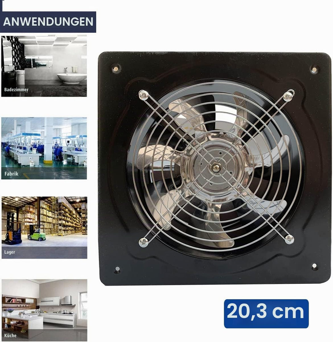 ECUTEE Abluftventilator 200mm Lüfter 80W 8" Axiallüfter 1250 m³/h Axialventilator Küchen Industriell