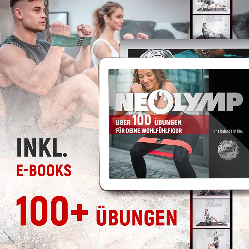 NEOLYMP Miniband Fitness aus Stoff + E-Book mit über 100 Übungen – Minibands Trainingsband Beine Boo