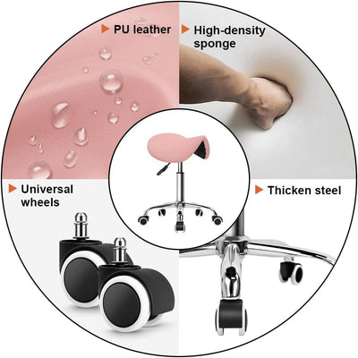 KKTONER Sattelhocker Arbeitshocker höhenverstellbar drehbar Rollhocker Bürohocker mit Sattelsitz Ros
