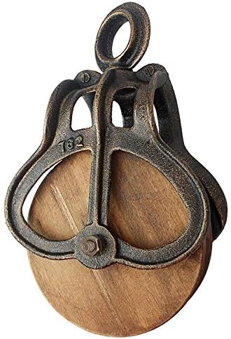 Design Toscano Vintage-Rad Bauernhofflaschenzug Industrielles Dekor, 25,5 cm Large, Large
