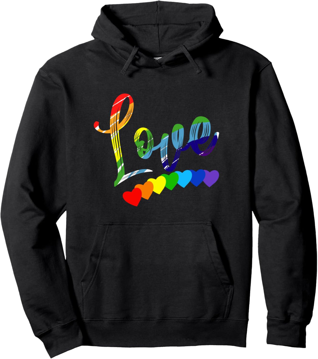 Love Rainbow Heart Liebe Regenbogen Herz CSD LGBT Spruch Gay Pullover Hoodie