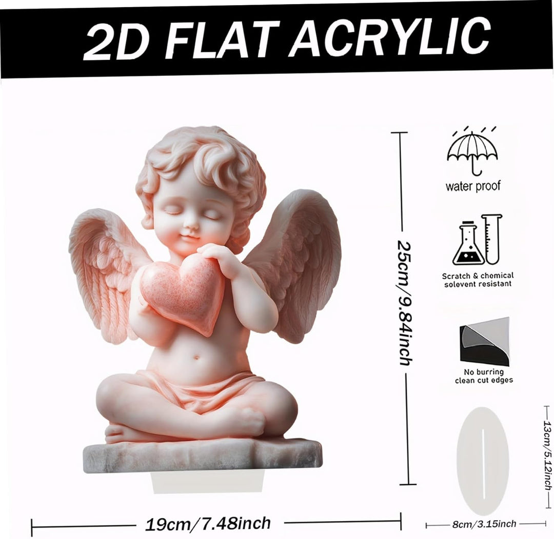 Engel-Dekoration, 2D-Acryl-Ständerfigur, detailliertes Amor-Dekor, das Herz-Engel-Ornamente mit Sock