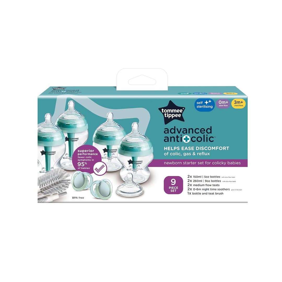 Tommee Tippee Advanced Anti-Colic Neugeborene Babyflasche Starter Kit, langsam fliessende brustähnli