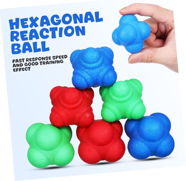 Zerodeko 6 Stück Reaktionsbälle Hexagonal Agility Balls Reaktionstraining Sport Fitnessbälle Elastis