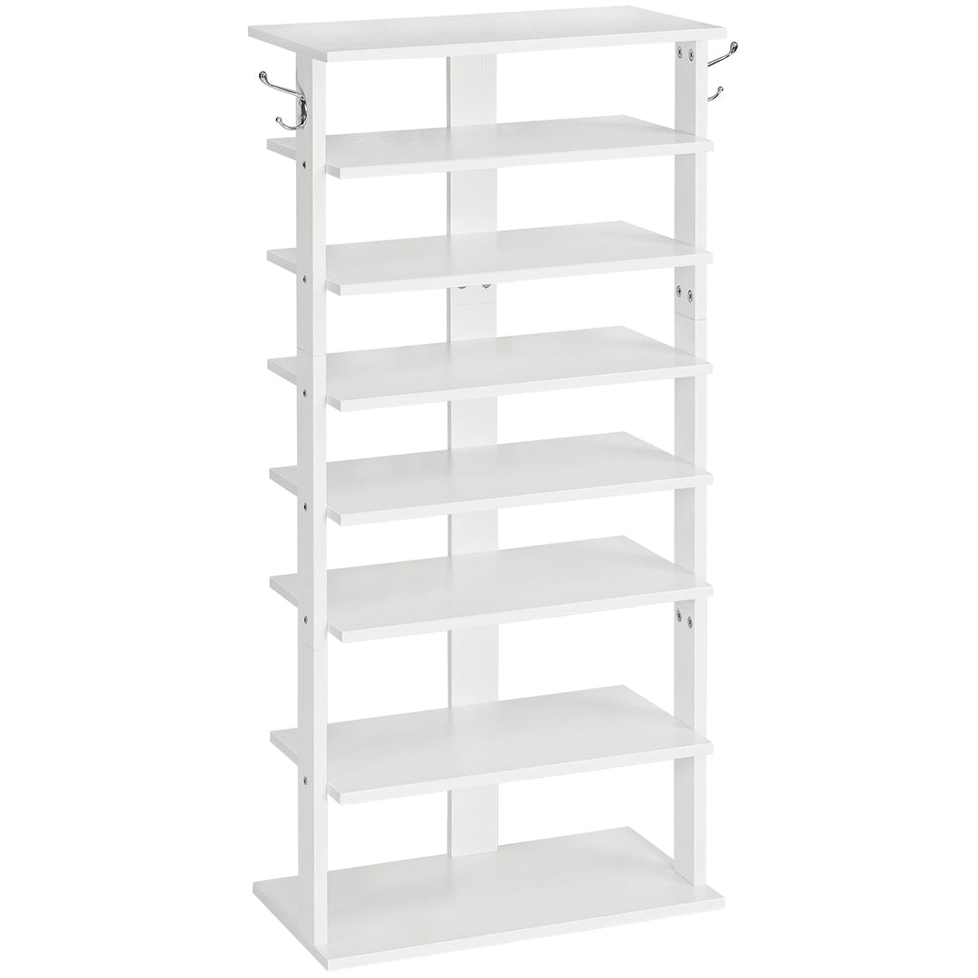 HOOBRO 8-lagiges Schuhregal, schmales Schuhablage, 50 cm Schuhschrank mit 2 Haken, Ablagegestelle, p