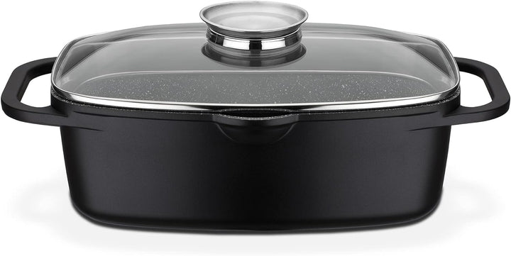 GSW Universalbräter Gourmet Granit – hochwertiger Bräter mit Deckel, ideal zum Schmoren, Grillen und