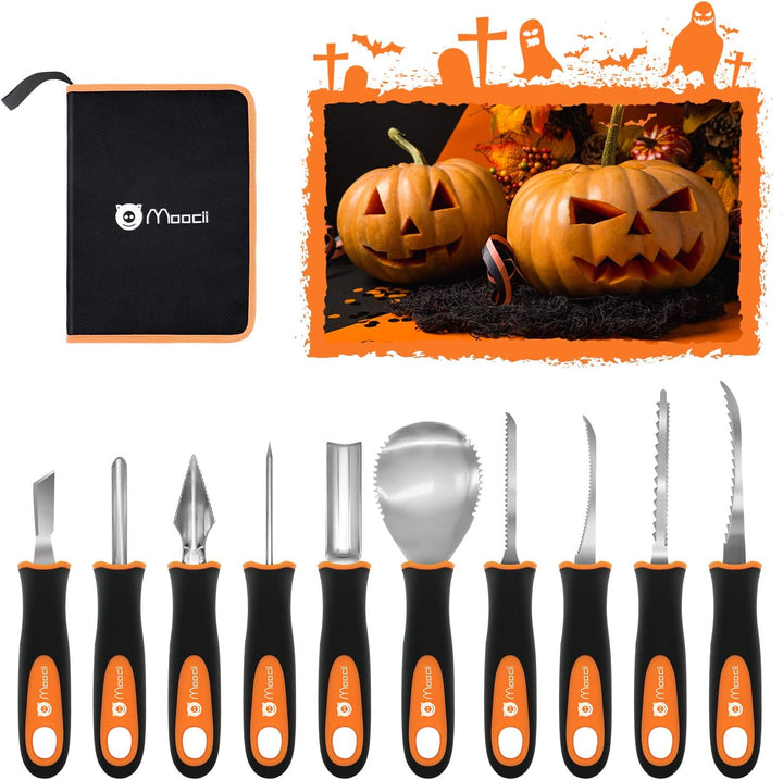 Moocii kürbis schnitzwerkzeug für Halloween DIY Dekoration 10 Stück Werkzeug Doppelseitiges Bildhaue