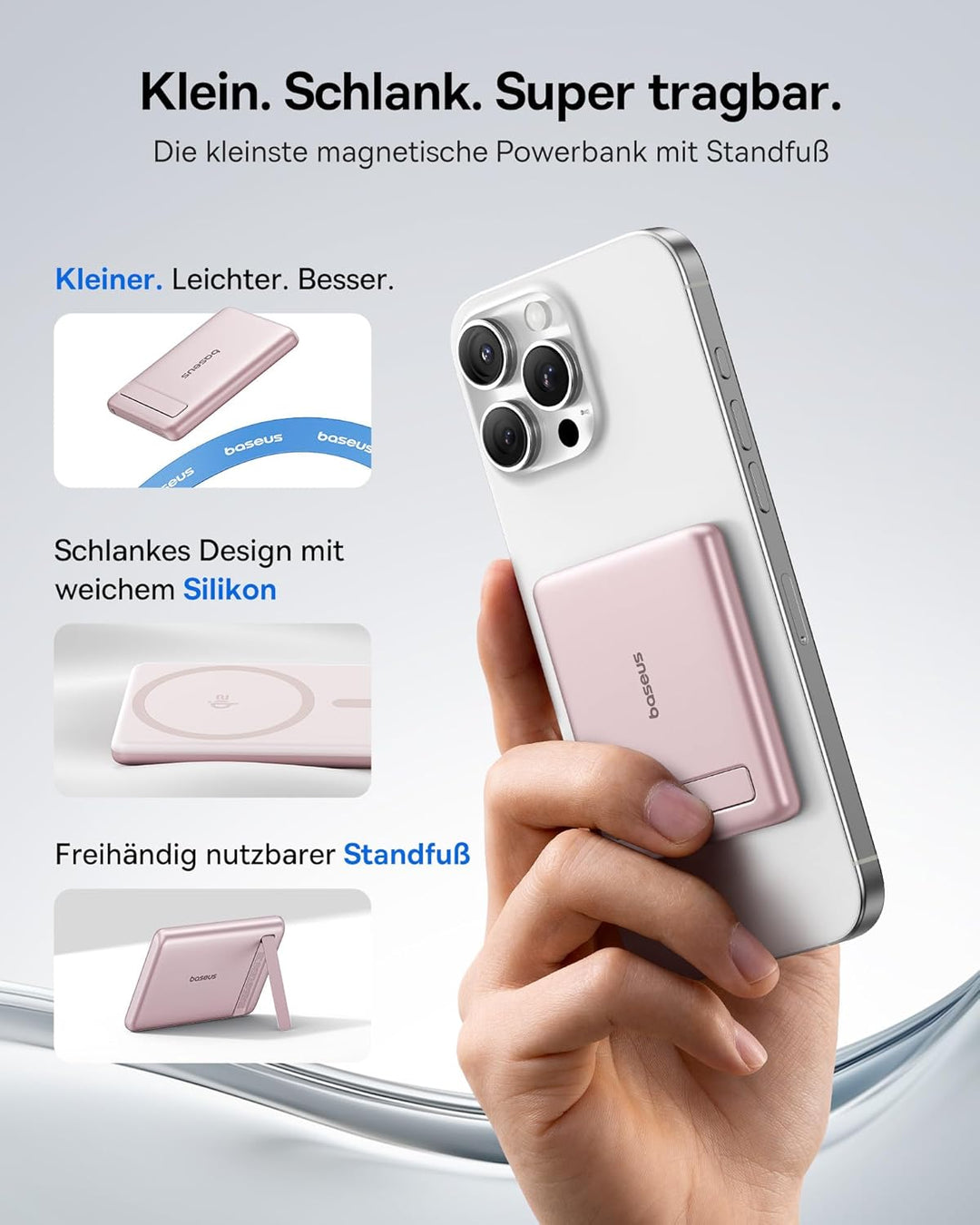 Baseus Mini MagSafe Powerbank 5000mAh Qi2-zertifiziertes mit Klappbarer Ständer, PD 20W Magnetische