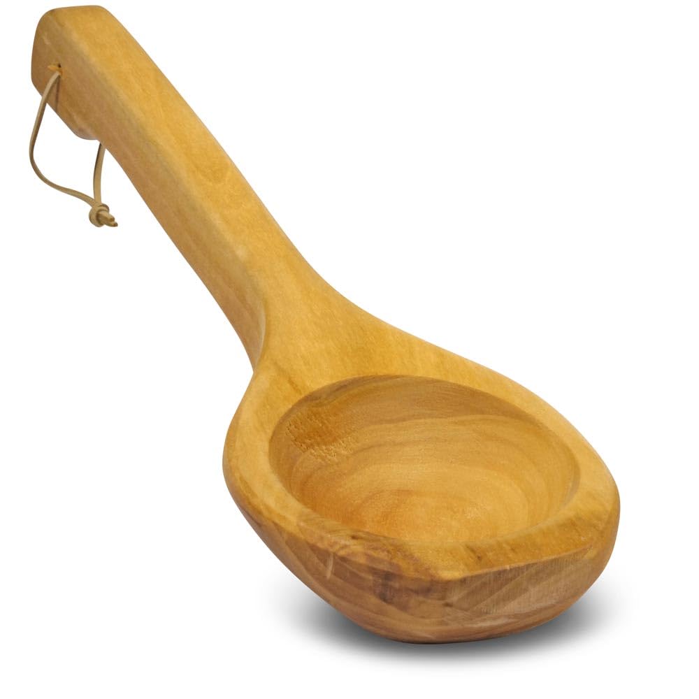 Sauna-Kelle aus dunklem Thermoholz - Traditionelle Aufgusskelle aus wärmebehandelter Erle - 40 cm Sa