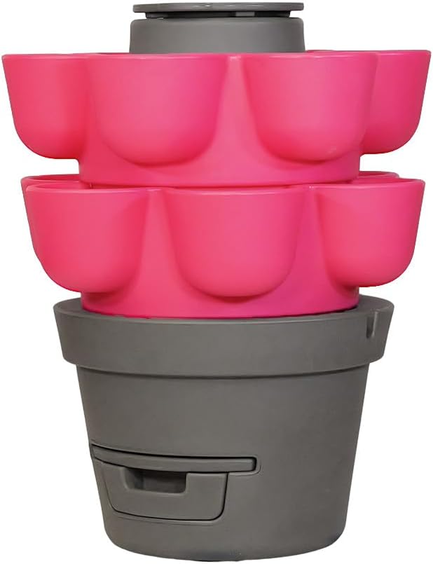WORMgarden Fuchsie 2 Pflanzgefässe | Vertikaler Gemüsegarten mit integriertem Wurmkomposter | Legen