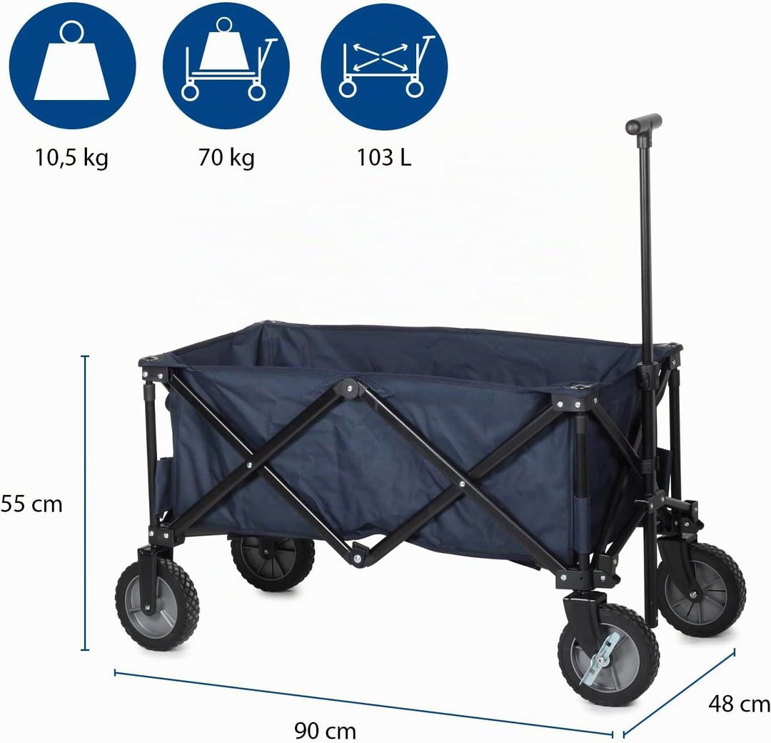 Campart HC-0910 klappbarer Strandwagen/ Bollerwagen - 70 Kilogramm Belastbarkeit - Blau mit Tasche D