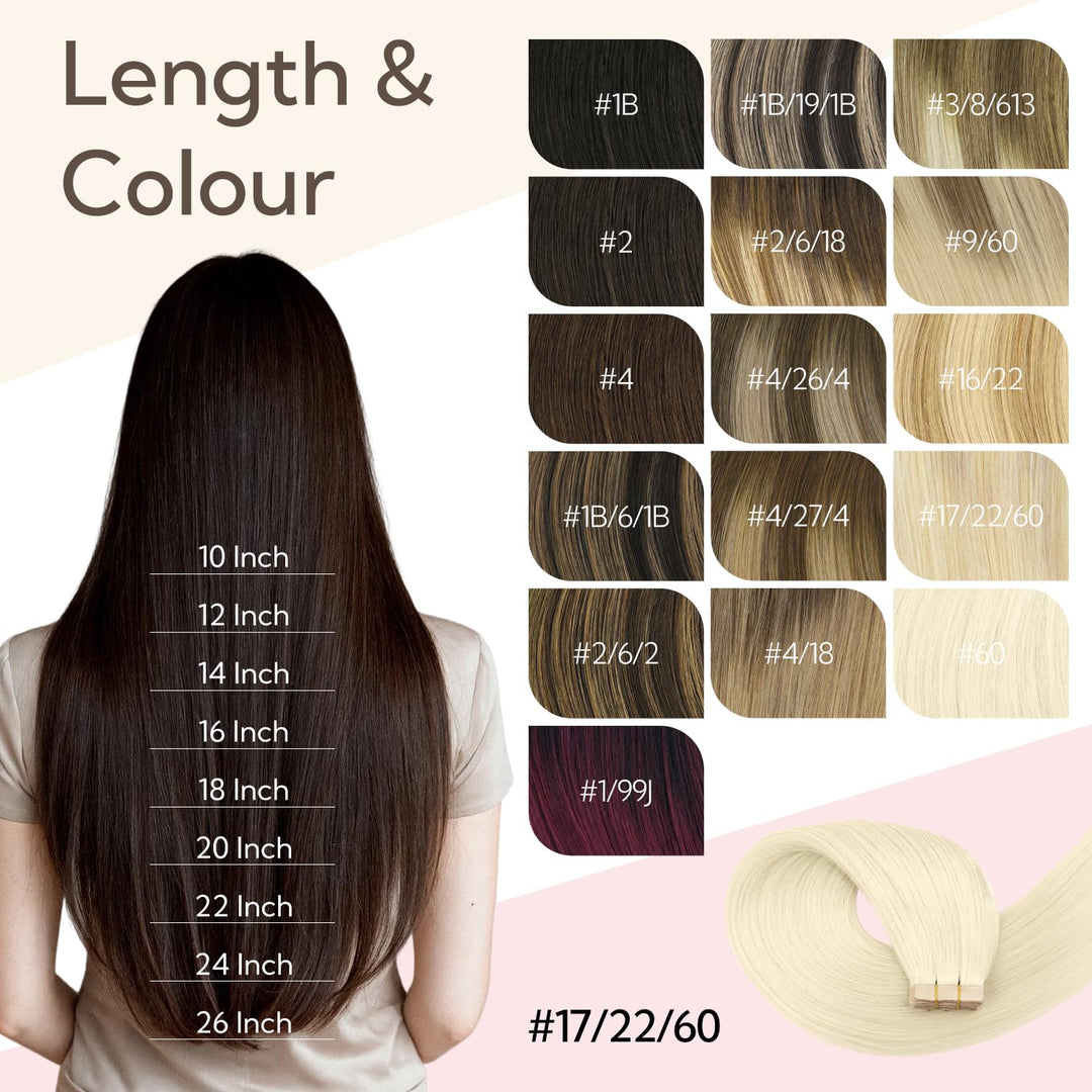 hotbanana Tape in Extensions Echthaar, 35cm Tape Extensions Echthaar 14 Zoll 20 Stück 50g Platinblon