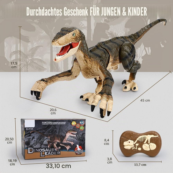 FRUSE Ferngesteuerter Dinosaurier Spielzeug, 2.4 GHz Realistische Velociraptor Roboter mit Gehen, Br