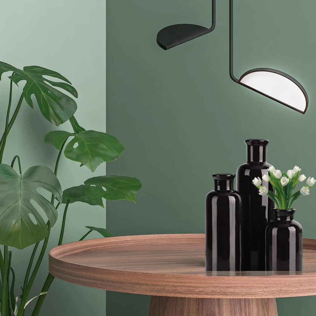 Schwarzes Keramikvasen-Set – 3 kleine Vasen, minimalistisches Dekor, Boho-Vasen, Moderne Bauernhaus-