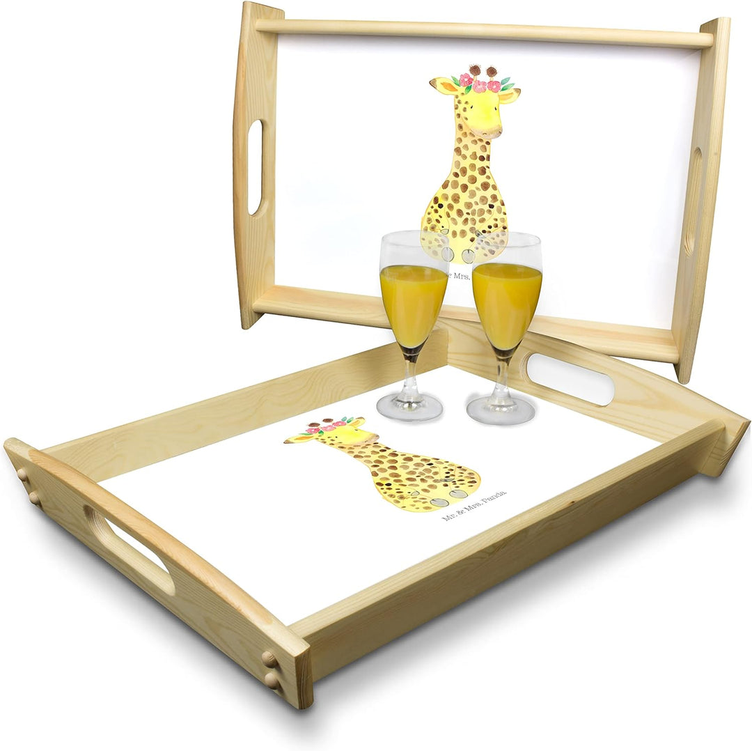 Mr. & Mrs. Panda Tablett Giraffe Blumenkranz - Geschenk, Wildtiere, Abenteurer, Freundin, Küchentabl