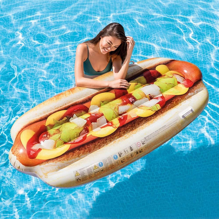 Intex 58771EU - Aufblasbare Luftmatratze Hotdog, Vinyl, Mehrfarbig, 176x76x20 cm