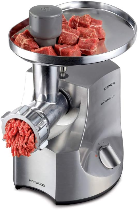 Kenwood Fleischwolf MG700, 3 Edelstahl Lochscheiben, 2 Wurstfüll-Aufsätze, 1 Kebbe-Aufsatz, grosse E