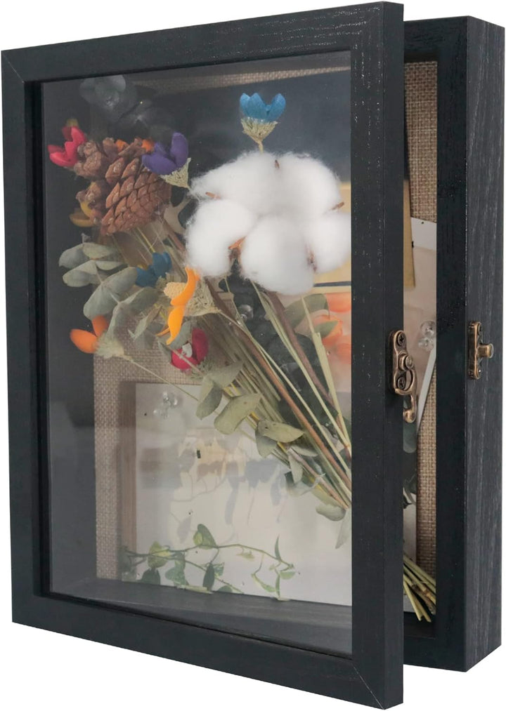 GraduationMall Schwarz 20x25cm 3D Bilderrahmen Tief Objektrahmen Schaukasten Türvitrine Retro Weiss,