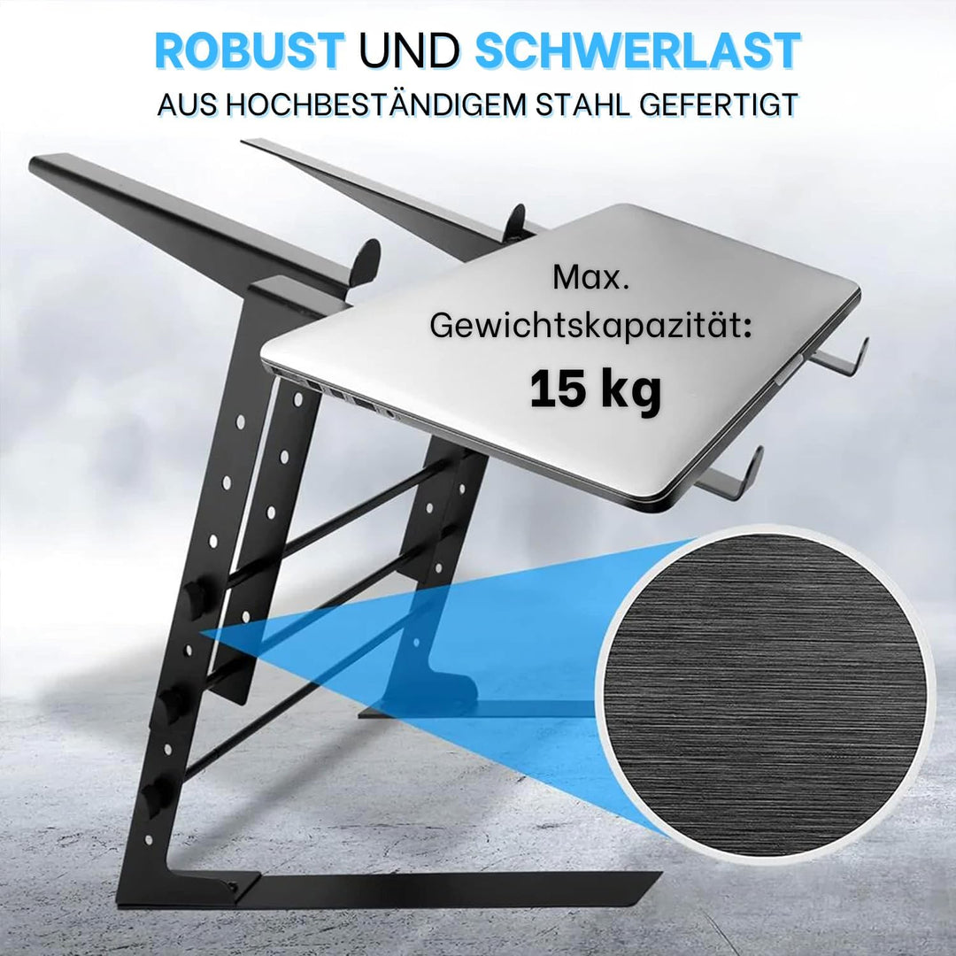 Pyle tragbarer Doppel-Laptopständer, Stehtisch mit verstellbarer Höhe, ergonomischem Design und ruts