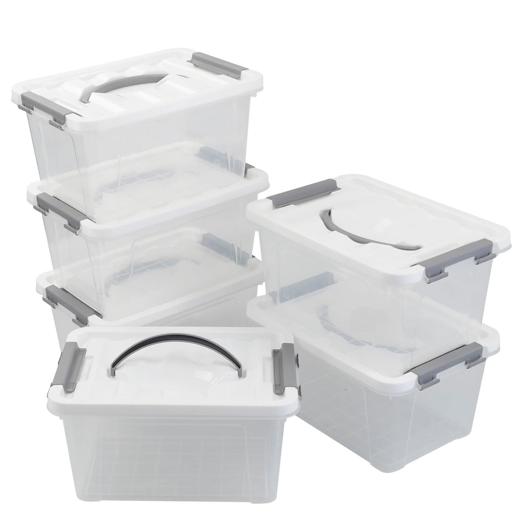Saedy 6er-pack Aufbewahrungsbox Mit Deckel, 6 L Stapelbare Plastikbox Klein