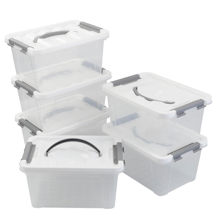 Saedy 6er-pack Aufbewahrungsbox Mit Deckel, 6 L Stapelbare Plastikbox Klein