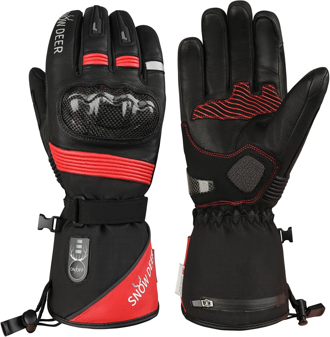 SNOW DEER Beheizte Handschuhe,Motorrad Handschuhe,Wiederaufladbarem Lithium Akku Skifahren Fausthand