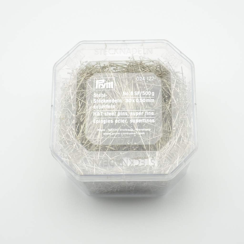 Prym 024122 Stecknadeln, 0,50 x 30mm, silberfarbig, 500g, Kunststoffdose