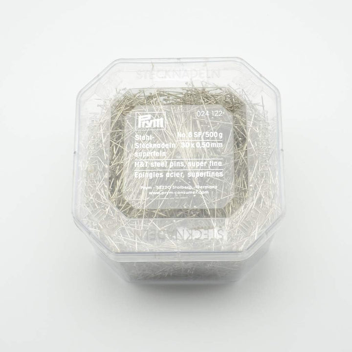 Prym 024122 Stecknadeln, 0,50 x 30mm, silberfarbig, 500g, Kunststoffdose