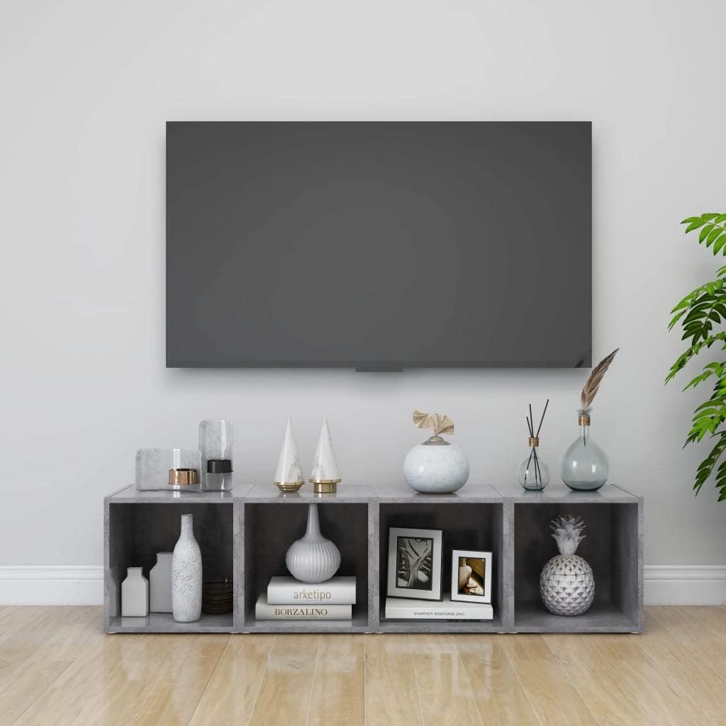 TV-Schränke 4 STK. Betongrau 37x35x37 cm Holzwerkstoff TV-Lowboard Fernsehtisch TV Board Fernsehschr