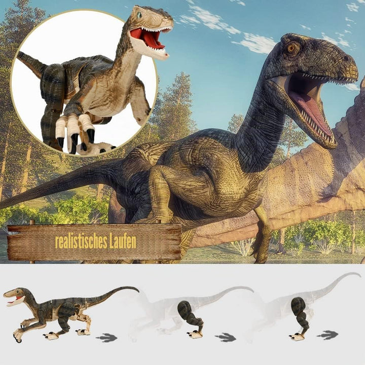 FRUSE Ferngesteuerter Dinosaurier Spielzeug, 2.4 GHz Realistische Velociraptor Roboter mit Gehen, Br