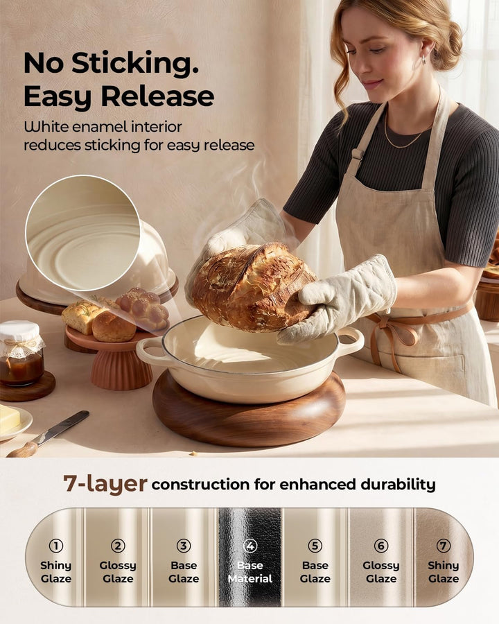 Dutch Oven zum Brotbacken-5QT Gusseisen Sauerteig Dutch Oven Topf mit Deckel, Emaillierter runder Gu