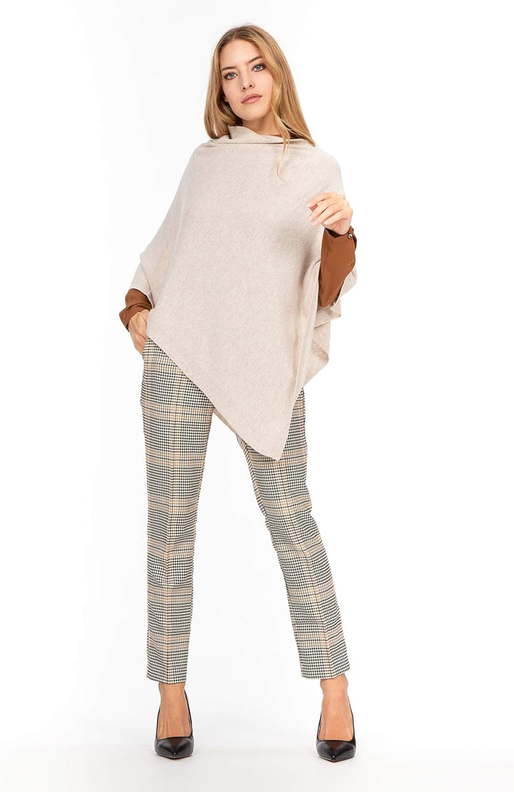 Marine Cashmere - Poncho aus Kaschmir-Mischgewebe für Damen, zart und weich, aus Kaschmir Beige, Bei