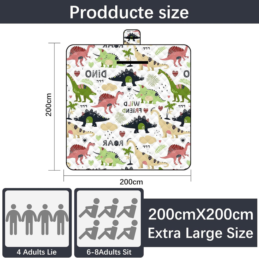 Picknickmatte 2mx2m (Dinosaurier) - Grosse Faltbare wasserdichte Picnic Blanket - Outdoor Krabbeldec