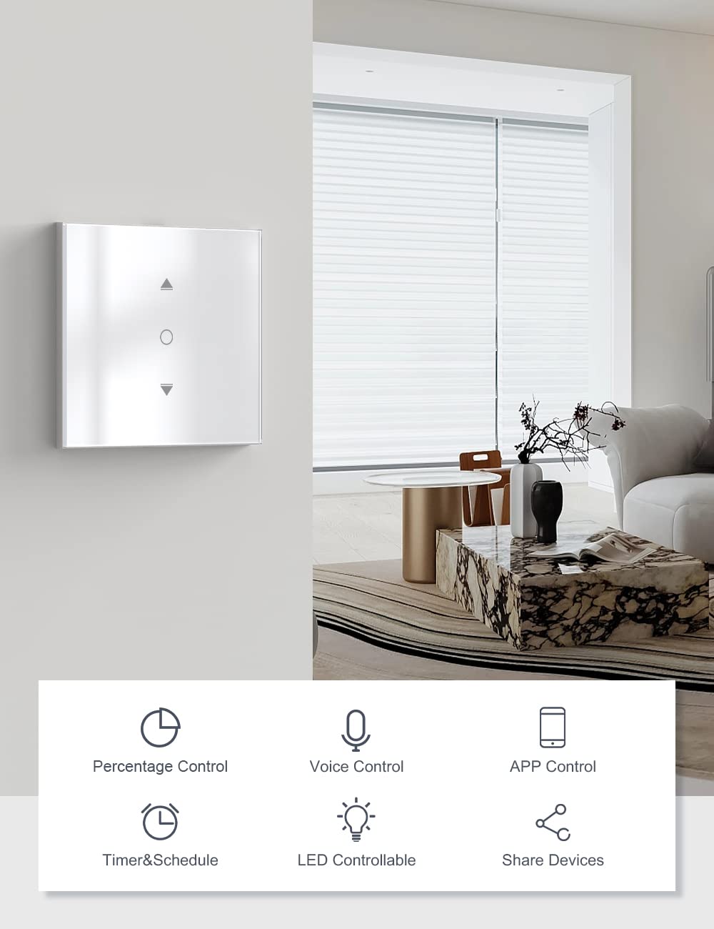 [6.1 Gen.] Maxcio Wlan Rolladenschalter, Smarte Rolladensteuerung für Rollläden, Jalousien, Sonnenbl