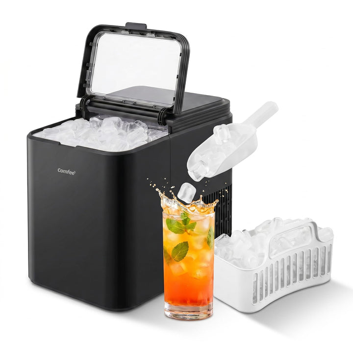 COMFEE' RCI12BL1EU(E) Eiswürfelmaschine, 8 Eiswürfel in 6 Min.,12 kg/24 Std.,1,3L Wassertank, Selbst